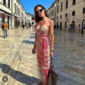 NWT Zara Bloggers Favorite Patchwork Patterned Maxi Dress